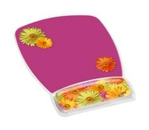 3M Gel Mousepad Wristrest MW308DS, Compact Size, Clear Gel Daisy
Design, 6.8 in x 8.6 in x 0.75 in  Case of 6