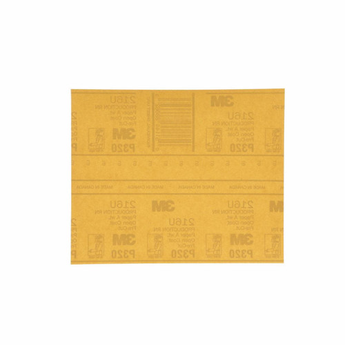 3M Gold Abrasive Sheet, 02541, P320 grade, 9 in x 11 in, 50 sheets per
pack, 5 packs per case