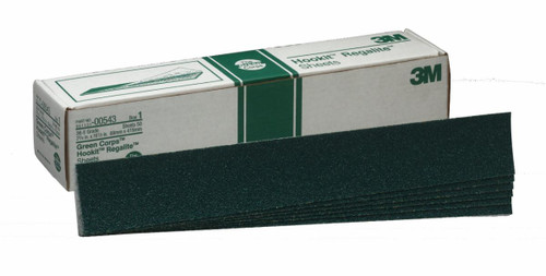 3M Green Corps Hookit Sheet, 00543, 36, 2-3/4 in x 16-1/2 in, 50
sheets per carton, 5 cartons per case