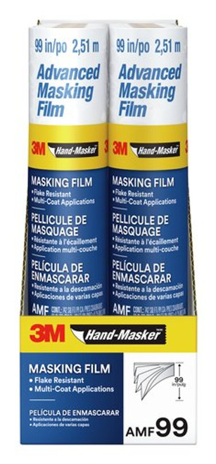 3M Hand-Masker Advanced Masking Film, AMF99-8C, 99 in x 90 ft x .35
mil (2.51 m x 27.4 m x .00889 mm)  Case of 8