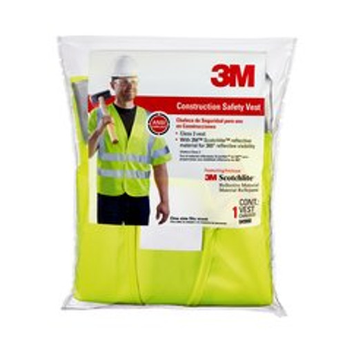 3M Hi-Viz Vest, Class 3, Short Sleeve, 94900-80030, Yellow, 5/case