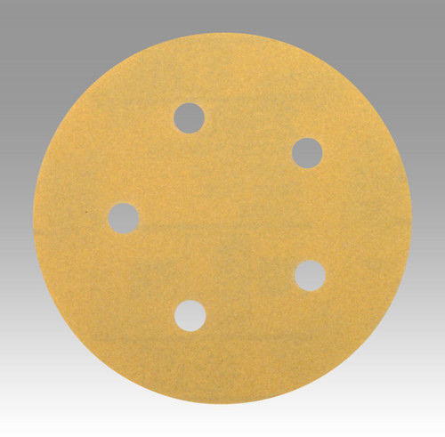 3M Hookit Gold Film Disc 255L, 5 in x NH, D/F 5 HL P120, Die 500FH,
100/Carton, 400 ea/Case