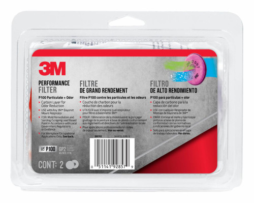 3M P100 Particulate Filters 2097H2-DC, 2 pair/pack, 5 packs/case