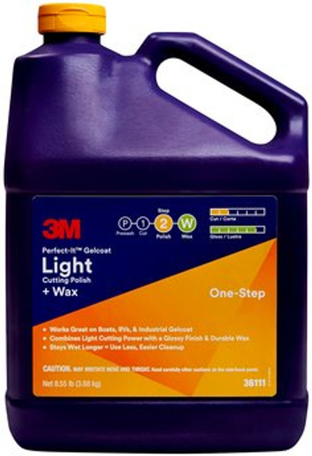 3M Perfect-It Gelcoat Light Cutting Polish + Wax, 36111, 1 gallon (3.6
L), 4 per case