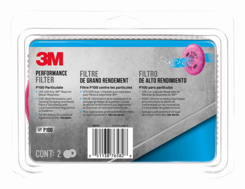 3M Performance Filter P100 Particulate, 2091P2-DC, 2 pair/pack, 5
packs/case