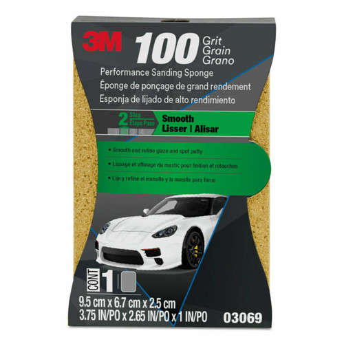 3M Performance Sanding Sponge, 03069, 1 inch x 2-5/8 inch, 100 Grit, 12
per case