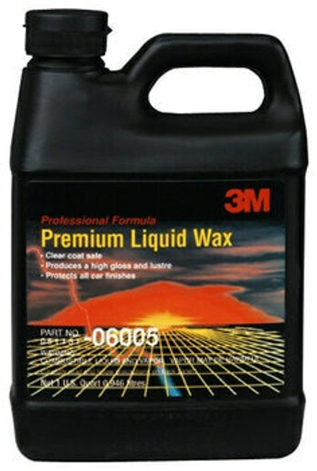 3M Premium Liquid Wax, 06005, 1 qt (32 fl oz/46 mL), 6 per case
