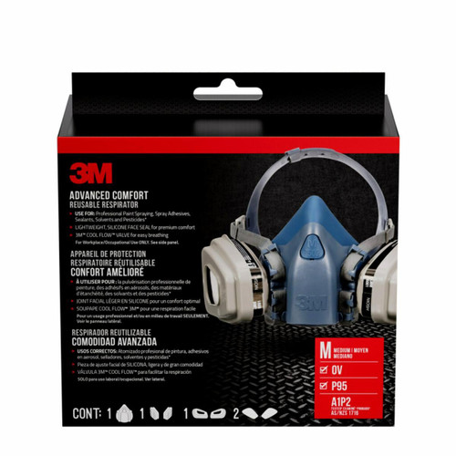 3M Professional Paint Respirator 7512PA1-A-PS, Medium, 1/pk, 4 pks/cs