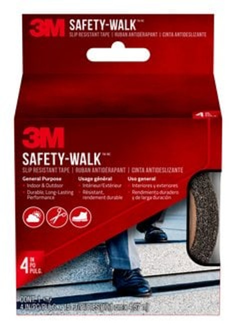 3M Safety-Walk Slip Resistant Tape, 610B-R4X180, 4 in x 15 ft, Black  Case of 6