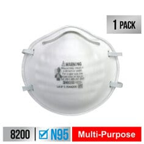 3M Sanding and Fiberglass Respirator N95 Particulate, 8200H1-DC, 1
each/pack, 24 packs/case