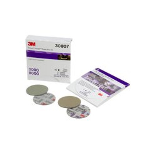 3M Trizact Hookit Finishing Foam Disc Kit 30807, 3 in, 3000 and 8000,
2 Discs/Kit, 5 Kits/Carton, 4 Cartons/Case