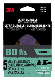 3M Ultra Durable Detail Sanding Sheets, 60 grit, Mouse4pk60, 4/pk,
20/case