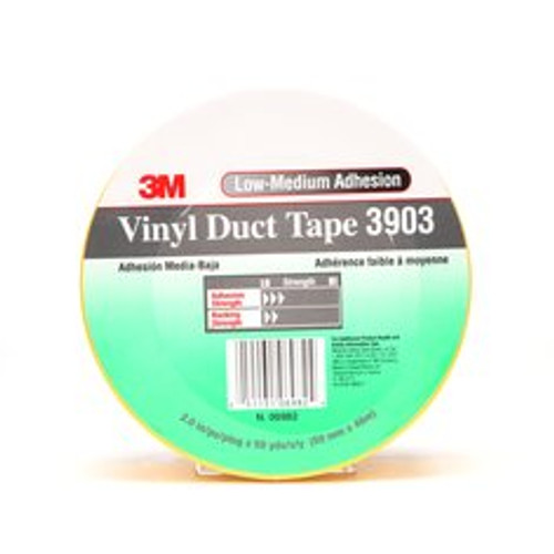 3M Vinyl Duct Tape 3903, Yellow, 2 in x 50 yd, 6.5 mil, 24/Case,
Individually Wrapped Conveniently Packaged