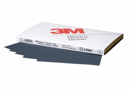 3M Wetordry Abrasive Sheet, 02623, 1500, heavy duty, 5 1/2 in x 9 in,
50 sheets per carton, 5 cartons per case