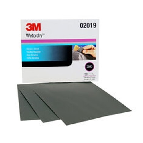 3M Wetrodry Abrasive Sheet, 02019, 2500, 9 in x 11 in, 50 sheets per
carton, 5 cartons per case