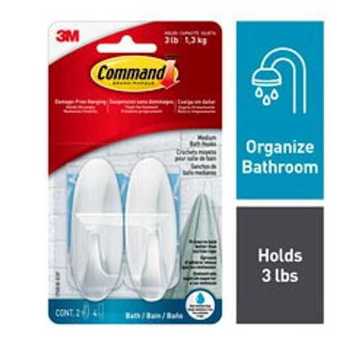 Command Designer Hook with Water-Resistant Strips 17081B-ESF  Case of 36