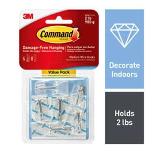 Command Medium Clear Wire Toggle Hook Value Pack 17065CLR-VP,   Case of 12