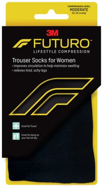 FUTURO Trouser Socks for Women 71042EN, Moderate (15-20 mmHg), Medium Case of 12   Case of 12