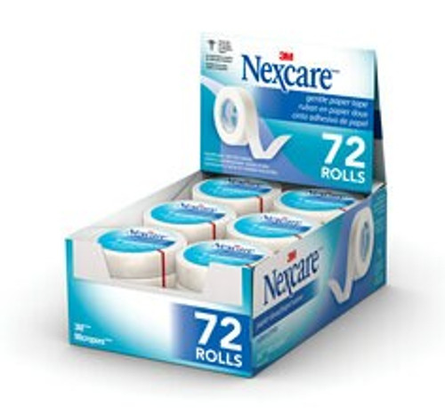 Nexcare Micropore Paper First Aid Tape, 530-P1/2, 1/2 in x 10 yds,
Wrapped  Case of 72