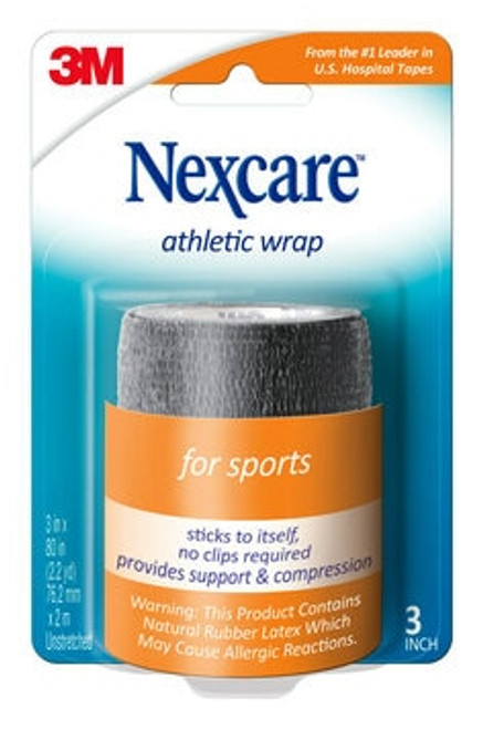 Nexcare No Hurt Wrap NHBK-3, 3 in x 2.2 yd (76.2 mm x 2 m) unstretched, Black  Case of 12