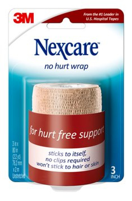 Nexcare No Hurt Wrap NHT-3, 3 in x 2.2 yd (76,2 mm x 2 m) Unstretched  Case of 12