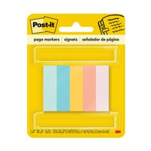 Post-it Page Markers, 670-5AF2, 1/2 in X 1-3/4 in (12,7 mm x 44.4 mm),
Assorted Bright Colors  Case of 36