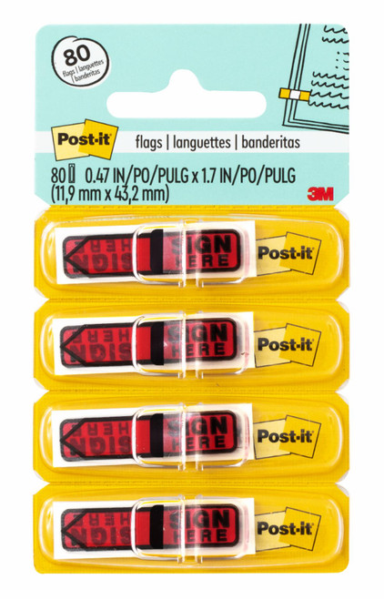 Post-it Printed Flags 684-RDSH .47 in. x 1.7 in. Red  Case of 24