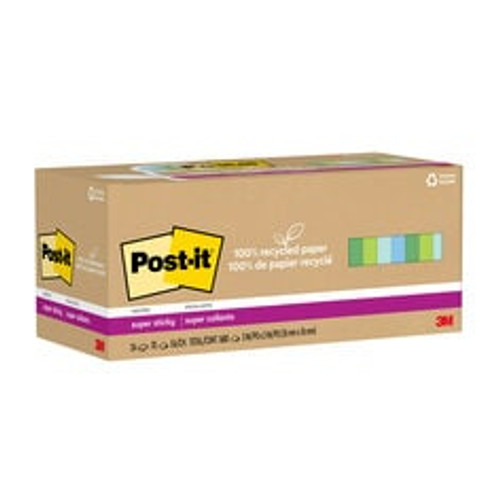 Post-it Super Sticky Recycled Notes 654R-24SST-CP, 3 in x 3 in (76 mm x 76 mm)  Case of 8