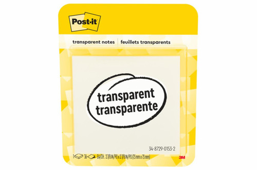 Post-it Transparent Note 600-TRSPT-WM, 2-7/8 in x 2-7/8 in (73 mm x 73 mm)  Case of 48