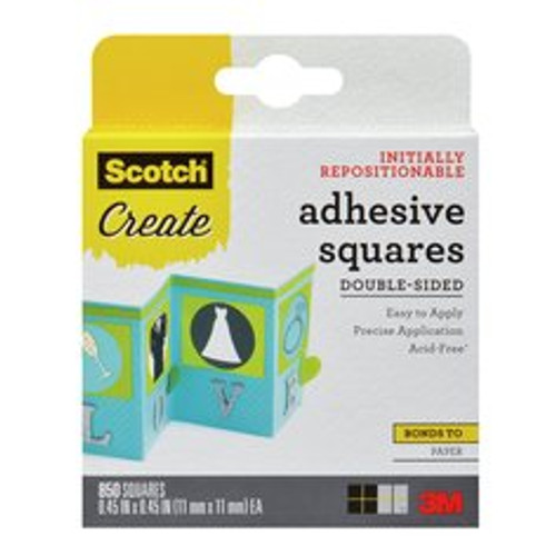 Scotch Adhesive Squares 009-850-CFT, 850 squares/pack