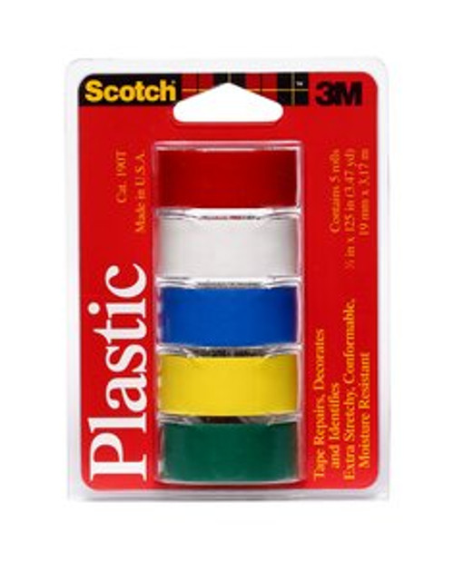 Scotch Colored Plastic Tape Assorted 190T, 3/4 in x 125 in (19 mm x
3,17 m)
