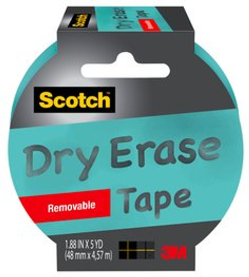 Scotch Dry Erase Tape 1905R-DE-BLU, 1.88 in x 5 yd (47,7 mm x 4,57 m),
Blue Dry Erase,3 per inner, 4 inners, 12 per case