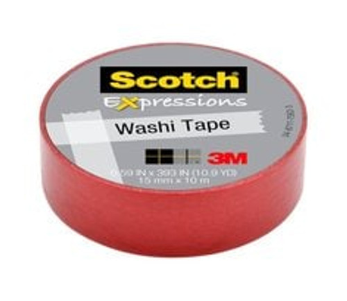 Scotch Expressions Tape C314-RED, .59 in x 393 in (15 mm x 10 m) Red