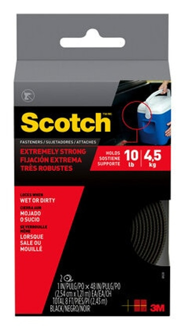 Scotch Extreme Fasteners RF6741, 1 in x 4 ft (25.4 mm x 1.21 m), Black, 2 Rolls
