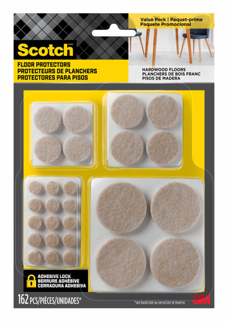 Scotch Felt Pads Value Pack, SP845-NA, Beige, 162 Pack