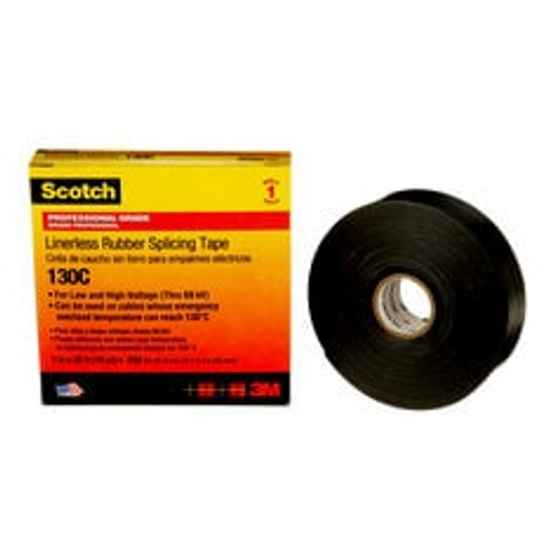 Scotch Linerless Rubber Splicing Tape 130C, 1 in x 30 ft, Black, 1
roll/carton, 24 rolls/Case