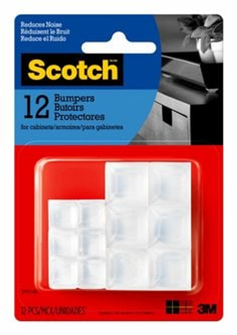 Scotch Square Bumpers, SP955-NA, 1/2 in and 3/4 in, Clear, 12pk