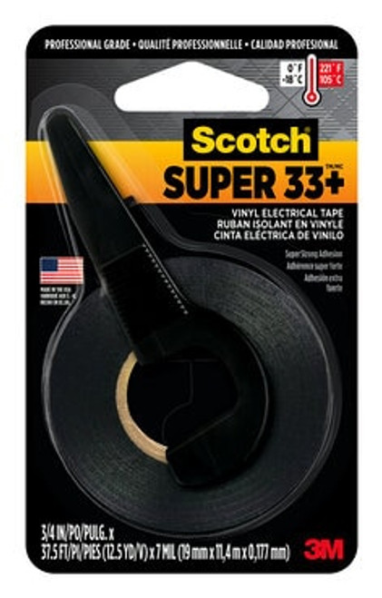 Scotch Super 33+ Vinyl Electrical Tape, 10414DS, 3/4 in x 12.5 yd,
12/cs