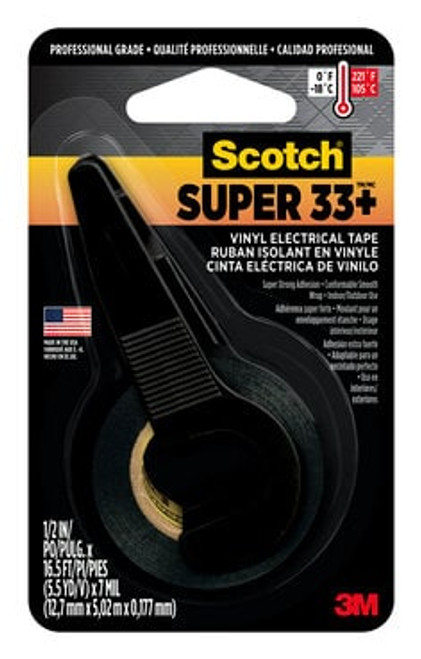 Scotch Super 33+ Vinyl Electrical Tape, 194NA, 0.5 in x 5.5 yd,
24/case