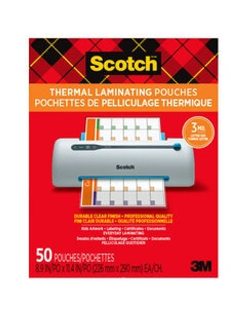 Scotch Thermal Pouches TP3854-50EF, 8.9 in x 11.4 in (228 mm x 291 mm),
Letter Size