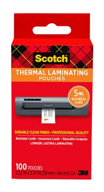 Scotch Thermal Pouches TP5851-100, 2.32 in x 3.70 in (59 mm x 94 mm)
Business Card 100 pack