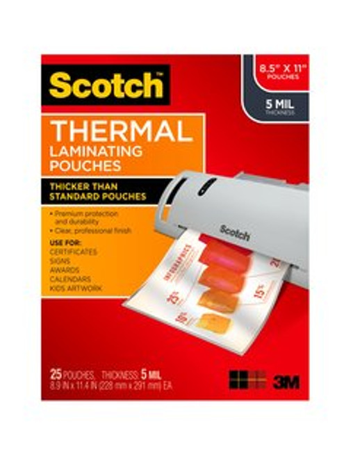 Scotch Thermal Pouches TP5854-25, 8.9 in x 11.4 in (228 mm x 291 mm),
Letter Size 5 mil