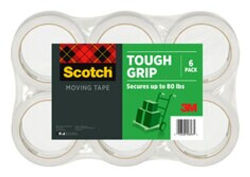 Scotch Tough Grip Moving Packaging Tape, 3500-6-ESF, 1.88 in x 54.6 yd
(48 mm x 50 m), 6 Rolls/pack, 6 packs/case