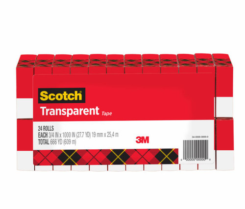 Scotch Transparent Tape 600K24, 3/4 in x 1000 in x 0 in (19 mm x 25,4)