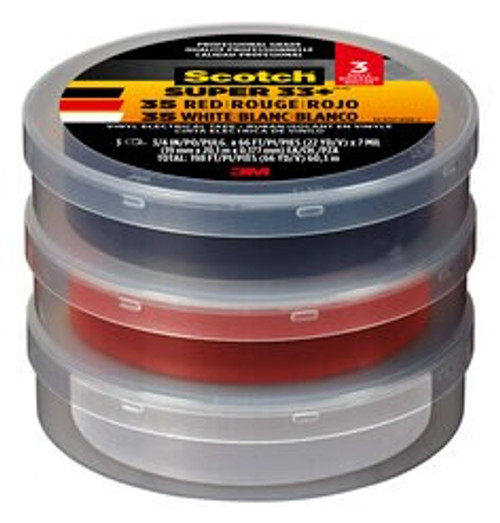 Scotch Vinyl Electrical Tape 3 Pack, 6132-10828/6, 0.75 in x 66 ft in x
0.007 in (19 mm x 20,1 m x 0.177 mm), 6/case
