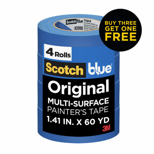 ScotchBlue Original Painter's Tape 2090-36NC4-P, 1.41 In X 60 Yd (36mm
X 54,8M), 4 Rolls/Pack, Buy Three Get One Free