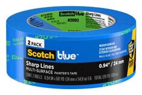 ScotchBlue Sharp Lines Painter's Tape 2093-24CC2, 0.94 in x 60 yd (24 mm x 54.8 m), 2 rolls/pack