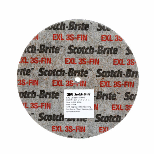 Scotch-Brite EXL Unitized Wheel, XL-UW, 3S Fine, 6 in x 1/4 in x 1 in,
SPR 20888A, 8 ea/Case
