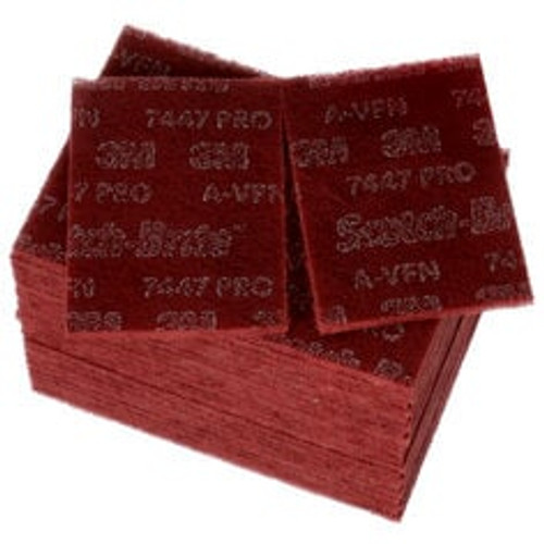 Scotch-Brite Hand Pad 7447 Pro, PO-HP, A/O Very Fine, Maroon, 6 in x 9 in, 20/Carton, 3 Cartons/Case