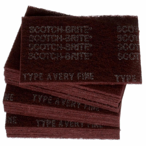 Scotch-Brite Hand Pad 7447, HP-HP, A/O Very Fine, Maroon, 6 in x 9 in,
20/Carton, 60 ea/Case